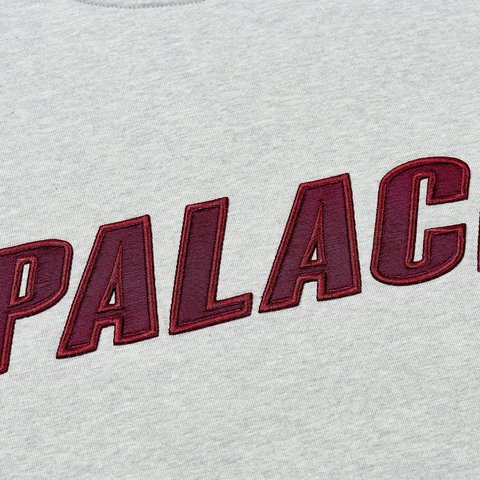 Palace IRIDESCENT APPLIQUE CREW GREY MARL - Colorway