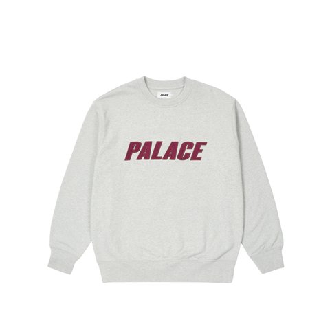 Palace IRIDESCENT APPLIQUE CREW GREY MARL - Colorway
