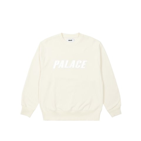 Palace IRIDESCENT APPLIQUE CREW SOFT WHITE - Colorway