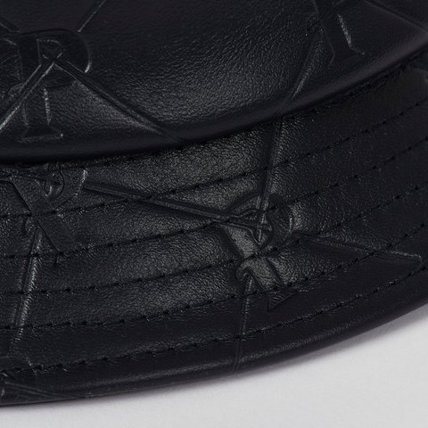 PAL-M-GRAM LEATHER BUCKET HAT MIDNIGHT BLUE