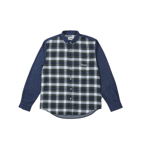 Palace CHECK PANEL CHAMBRAY SHIRT INDIGO - Colorway