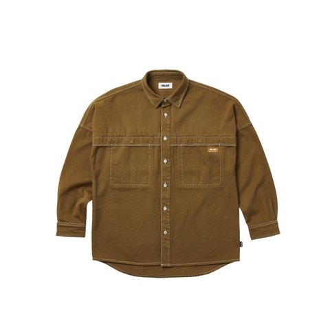 STITCH UP DROP SHOULDER SHIRT BROWN