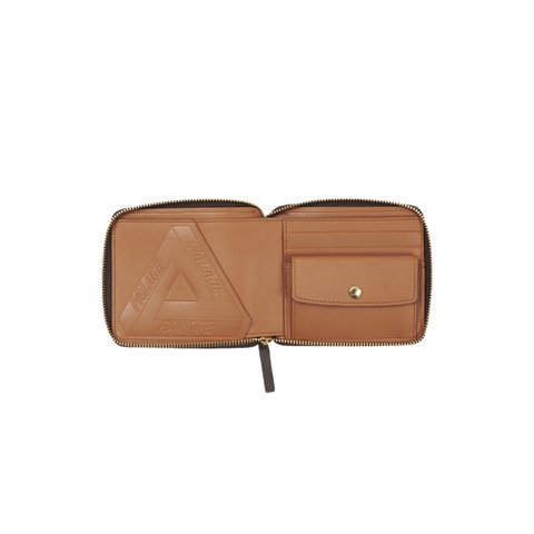 Palace PAL-M-GRAM LEATHER ZIP WALLET BROWN - Colorway
