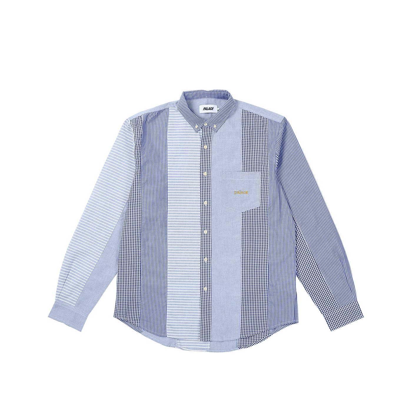 PATCHWORK STRIPE SHIRT BLUE