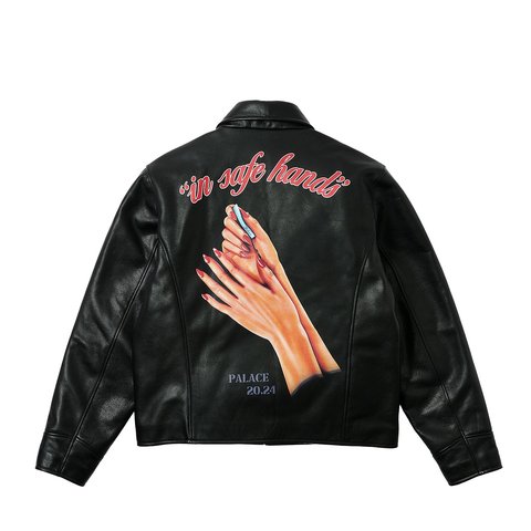 Palace SAFE HANDS LEATHER JACKET BLACK - $988.00