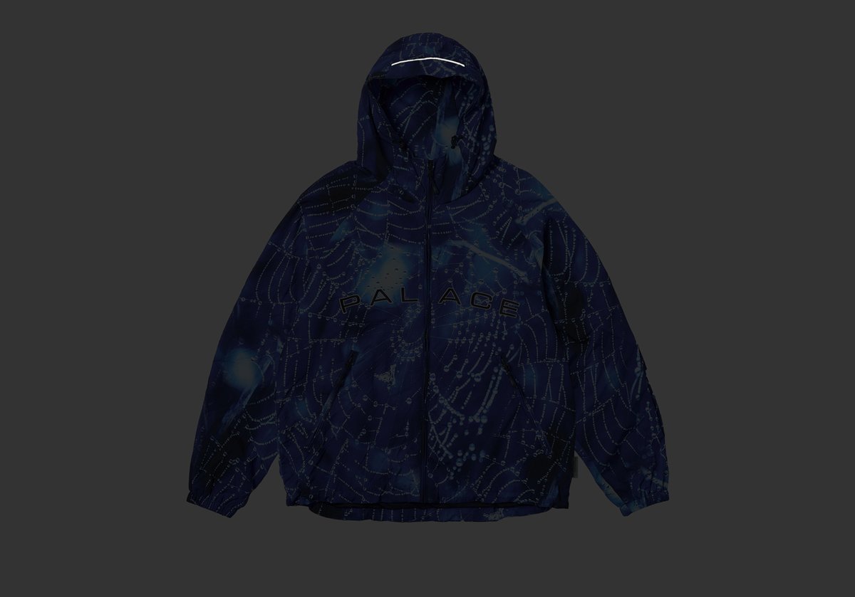 ARC SHELL HOODED JACKET SPIDER WEB BLUE - Palace