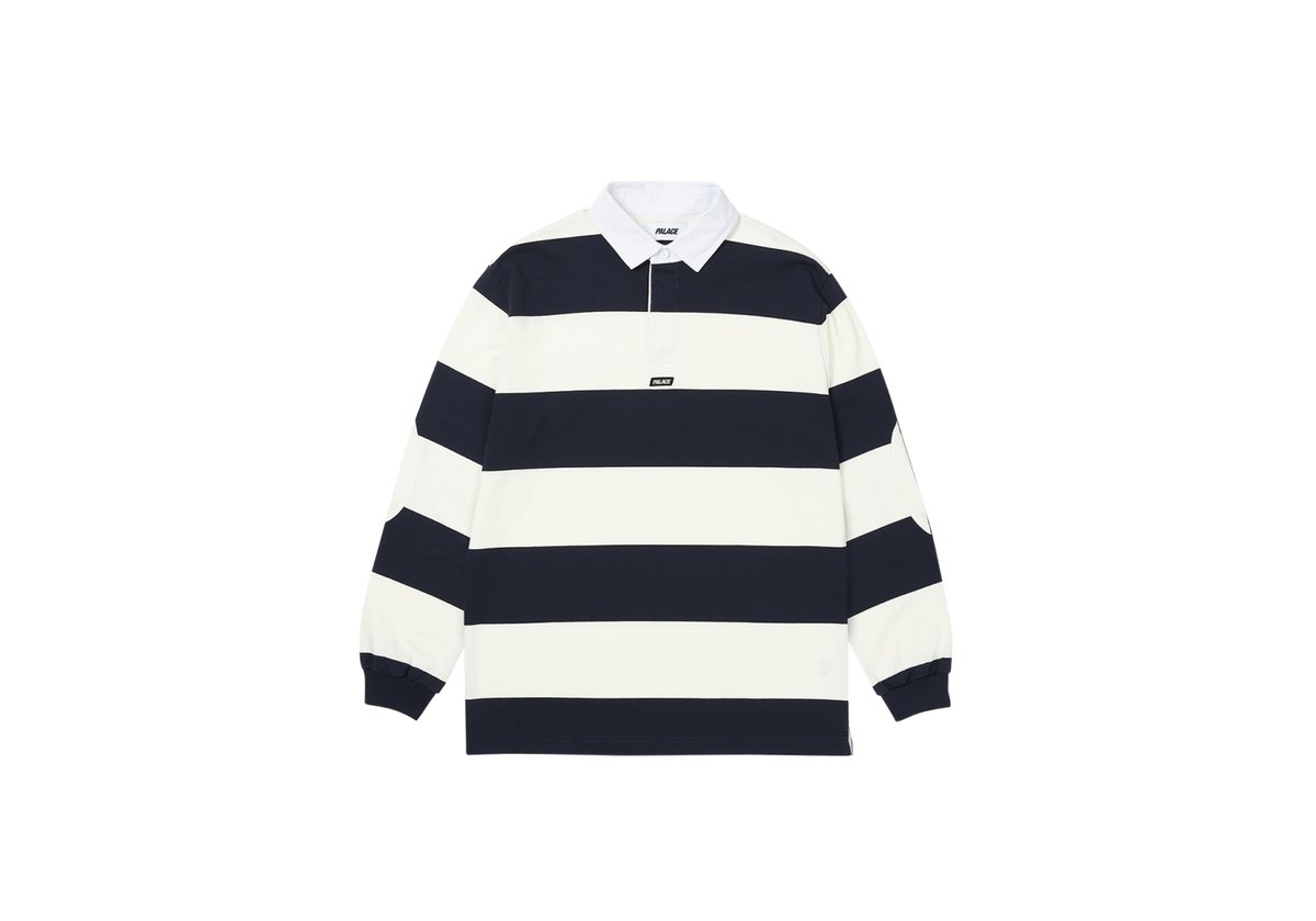 トップス Palace Elbow Stripe Rugby (S) ELBOW STRIPE RUGBY WHITE / NAVY - Spring 2024 - Palace