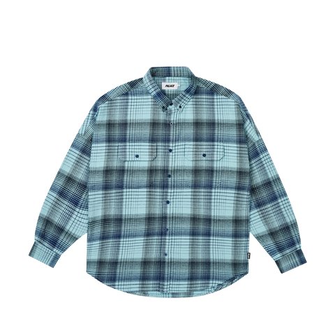 Palace BRUSHED FLANNEL DROP SHOULDER SHIRT BLUE - Colorway