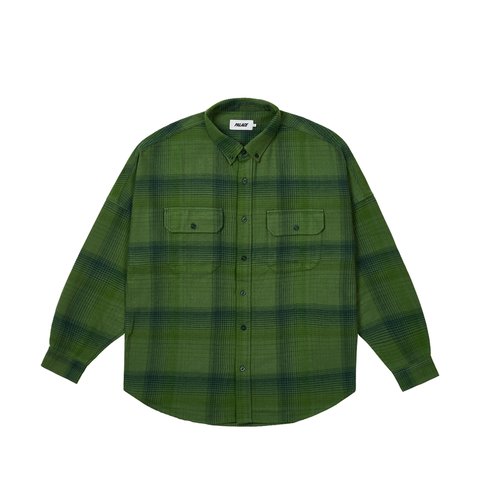Palace BRUSHED FLANNEL DROP SHOULDER SHIRT GREEN - Colorway