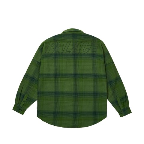 Palace BRUSHED FLANNEL DROP SHOULDER SHIRT GREEN - Colorway