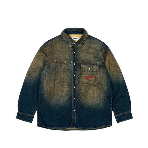 Palace SCRIPTY DENIM SHIRT SAND WASH INDIGO - Colorway