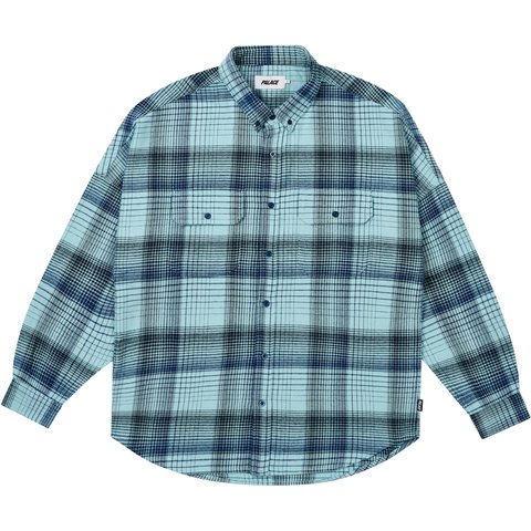BRUSHED FLANNEL DROP SHOULDER SHIRT BLUE