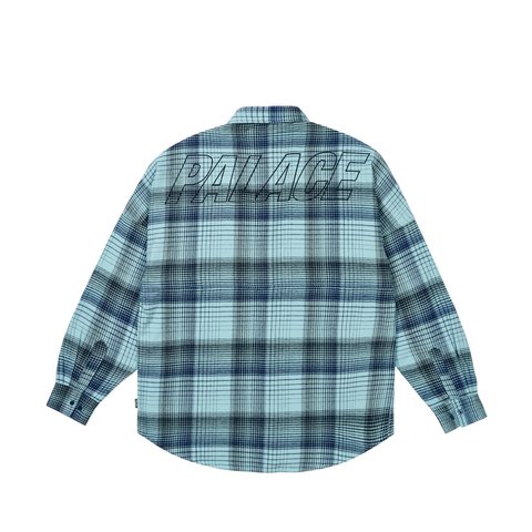 Palace BRUSHED FLANNEL DROP SHOULDER SHIRT BLUE - Colorway
