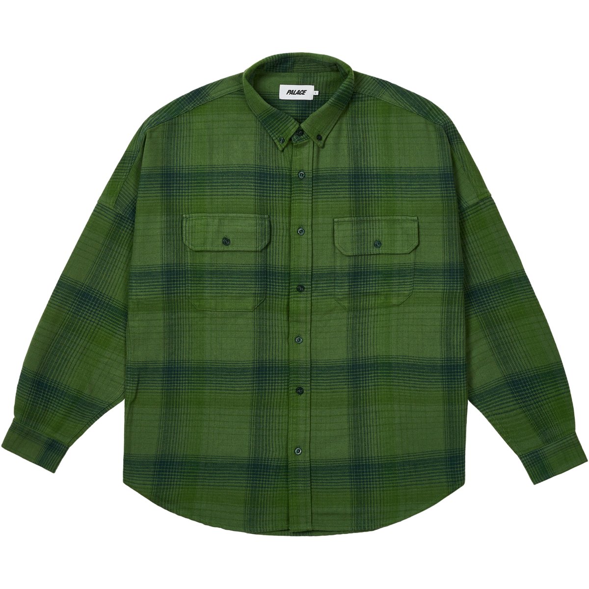 BRUSHED FLANNEL DROP SHOULDER SHIRT GREEN