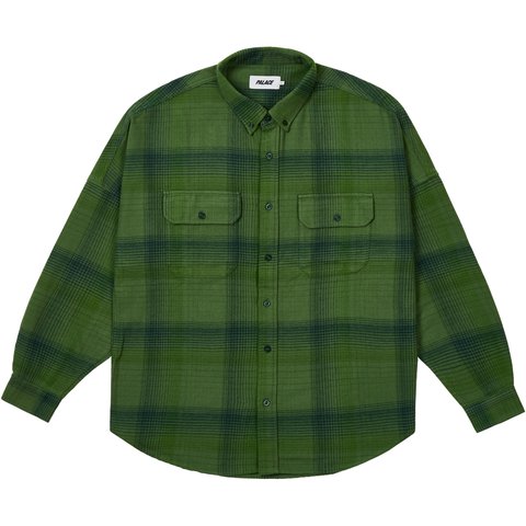 BRUSHED FLANNEL DROP SHOULDER SHIRT GREEN