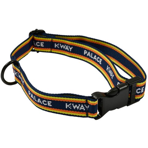 PALACE K-WAY DOG COLLAR NAVY / YELLOW STRIPE