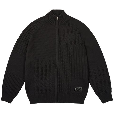 PATCHWORK ZIP KNIT BLACK