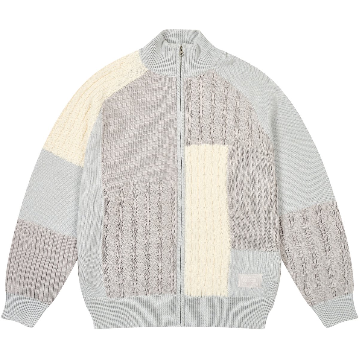 PATCHWORK ZIP KNIT WHITE