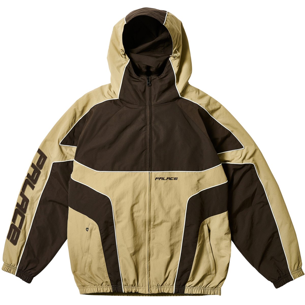 PIPED HOODED SHELL JACKET BROWN