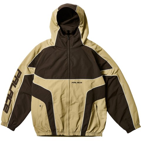 PIPED HOODED SHELL JACKET BROWN