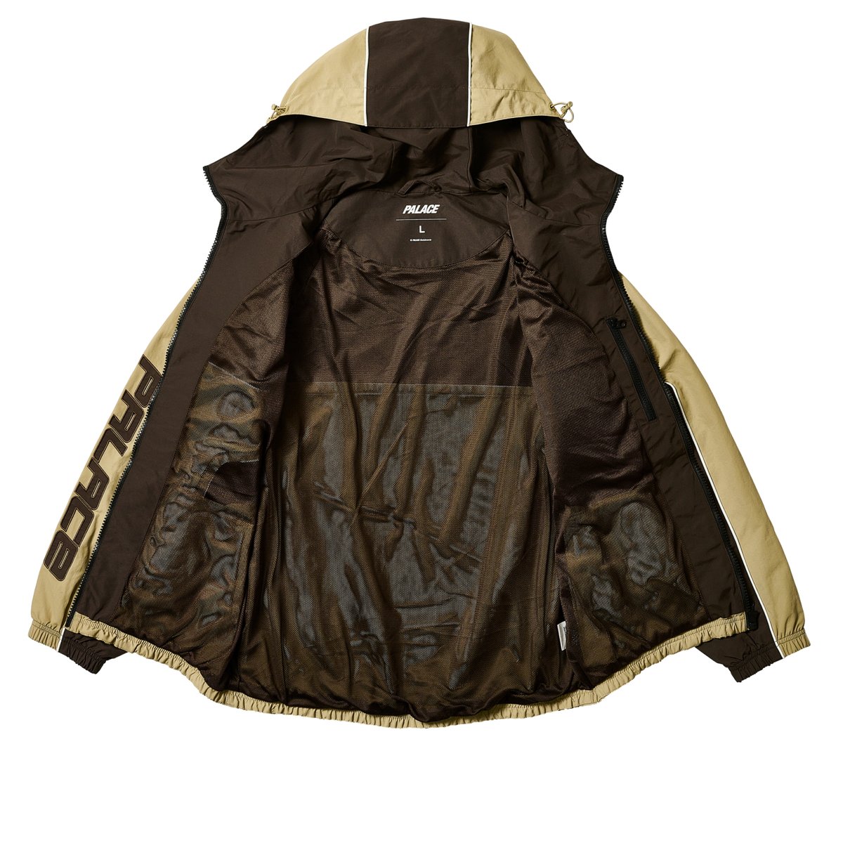 PIPED HOODED SHELL JACKET BROWN - Spring 2025 - Palace