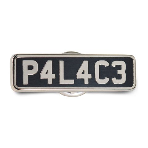 Palace PAL PLATE PIN BADGE BLACK / SILVER - Style 1