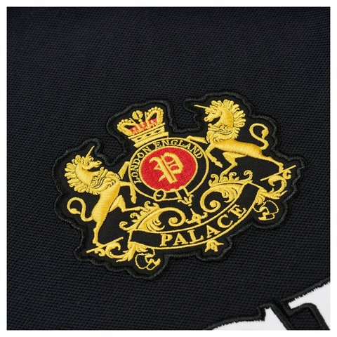 Palace ESTABLISHED LONGSLEEVE POLO BLACK - Style 3