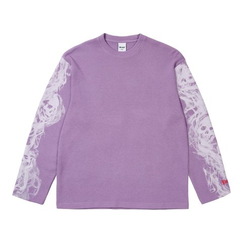 Palace SMOKED WAFFLE LONGSLEEVE FLAT GRAPE - Style 3