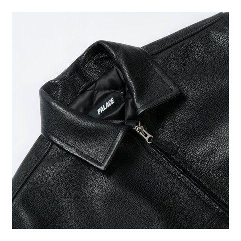 Palace SMOKED LEATHER JACKET BLACK - Style 5