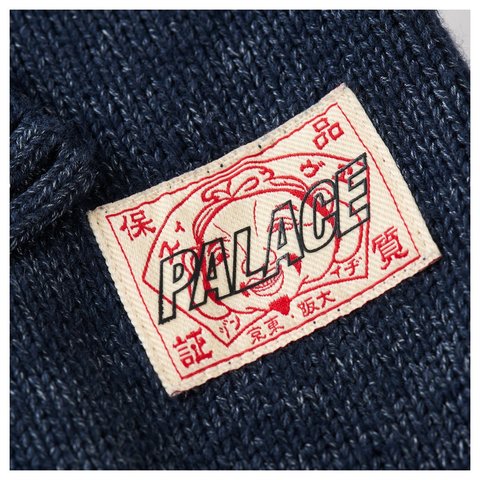 Palace PALACE EVISU ZIP THROUGH CHUNKY KNIT INDIGO - Style 4