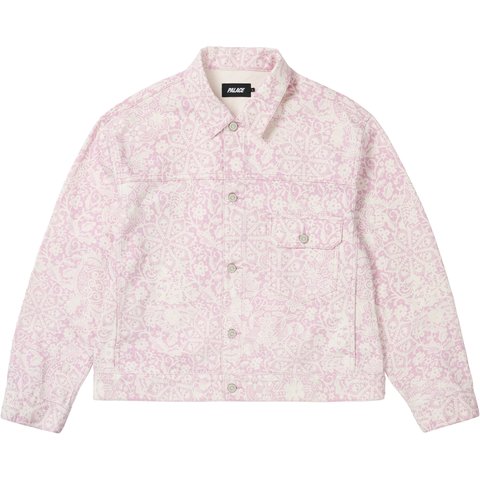 Palace LACE BLEACHED DENIM JACKET PINK DENIM - $268.00