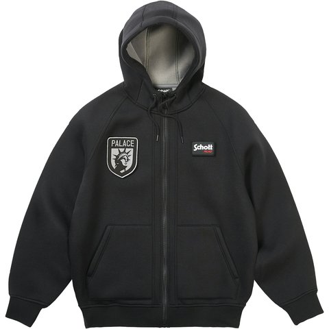 PALACE SCHOTT BONDED FLEECE HOOD BLACK