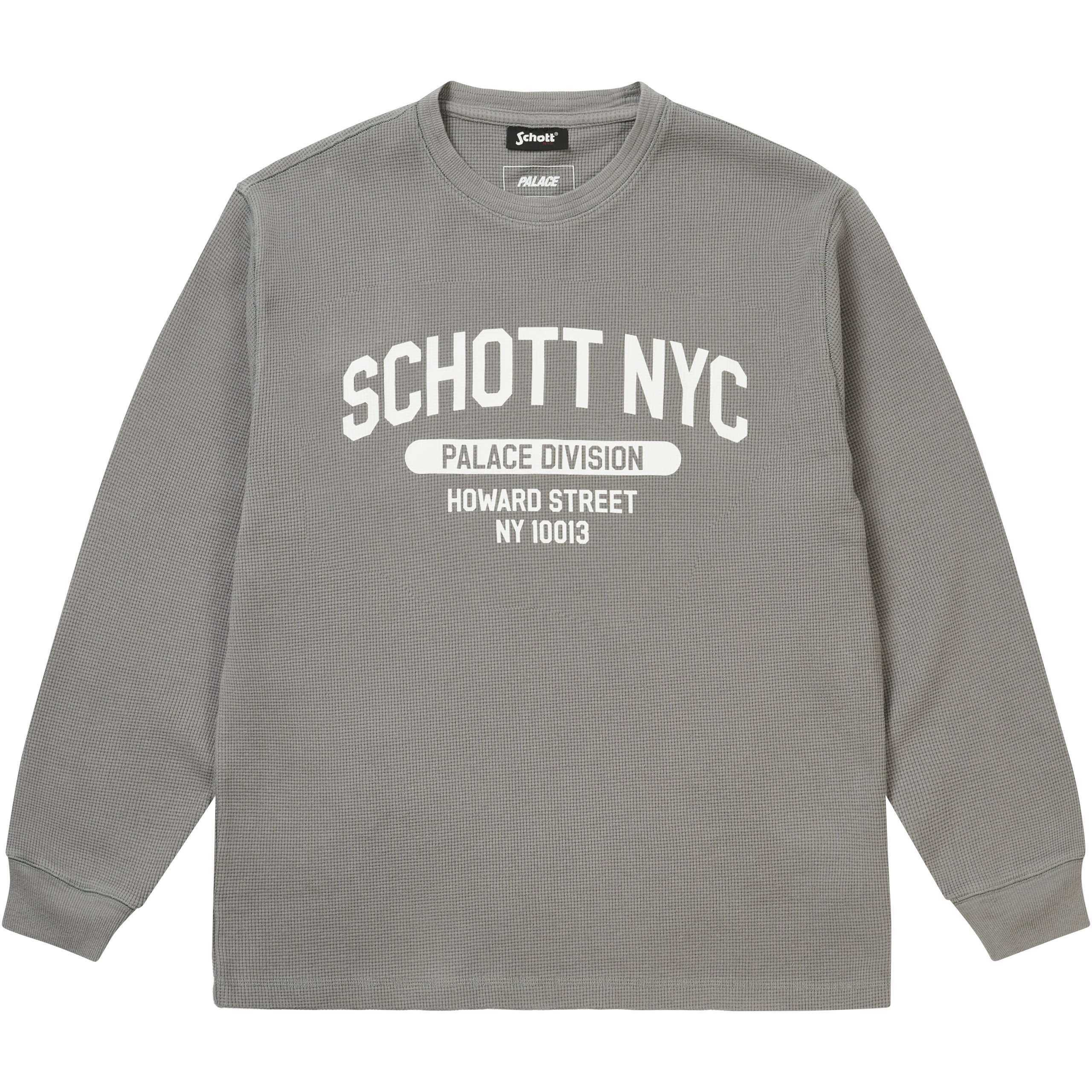 PALACE SCHOTT WAFFLE LONGSLEEVE GREY