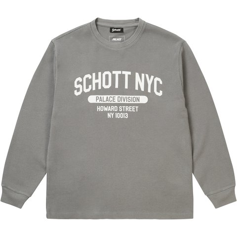 Palace PALACE SCHOTT WAFFLE LONGSLEEVE GREY - $118.00