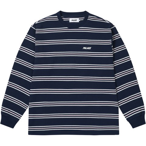 Palace TRIO STRIPE LONGSLEEVE NAVY - $118.00