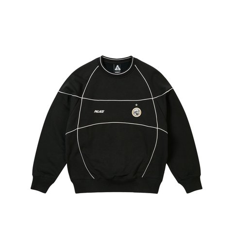 Palace PRO TEAM PIPED CREW BLACK - Style 3