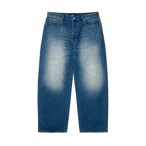 Palace LE SCRIPT P90 BAGGY JEAN DISTRESS BLUE WASH - Style 3