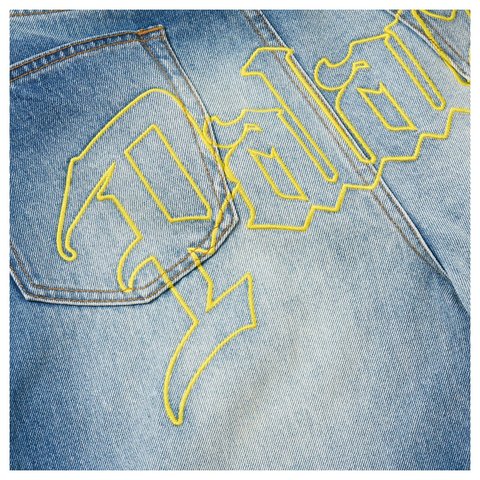 Palace LE SCRIPT P90 BAGGY JEAN DISTRESS BLUE WASH - Style 3