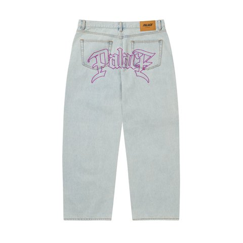 Palace LE SCRIPT P90 BAGGY JEAN LIGHT ACID WASH - Style 3