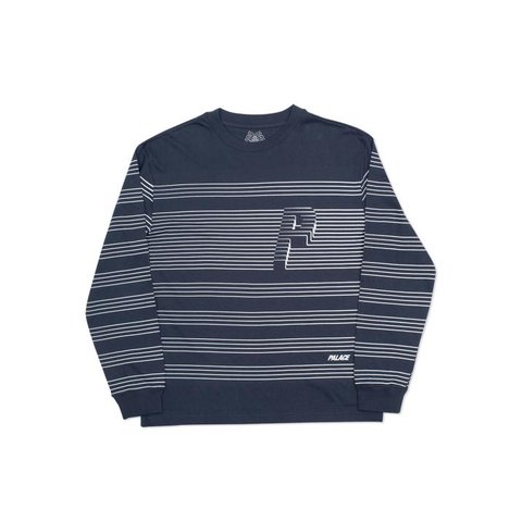 Palace STRIPER L/S T-SHIRT NAVY