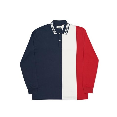 Palace VERTICAL TRI STRIPE L/S POLO NAVY / WHITE / RED