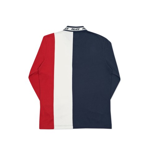 Palace VERTICAL TRI STRIPE L/S POLO NAVY / WHITE / RED - Colorway