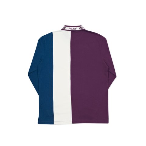 Palace VERTICAL TRI STRIPE L/S POLO PURPLE / WHITE / TEAL - Colorway