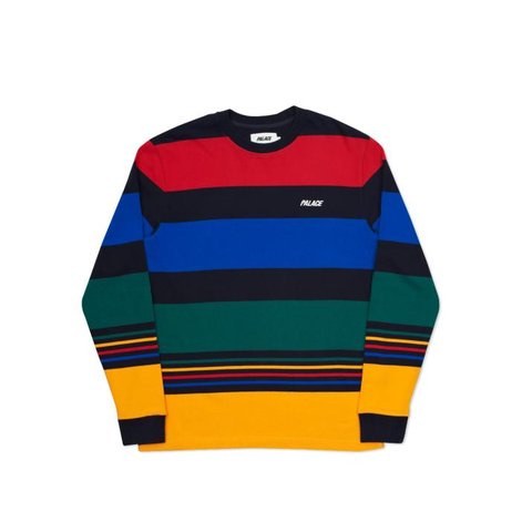 Palace HEAVY STRIPE L/S T-SHIRT DARK NAVY / MULTI