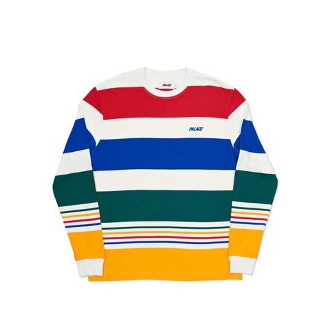 Palace HEAVY STRIPE L/S T-SHIRT WHITE / MULTI
