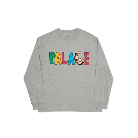 Palace MUSCLE L/S T-SHIRT GREY MARL