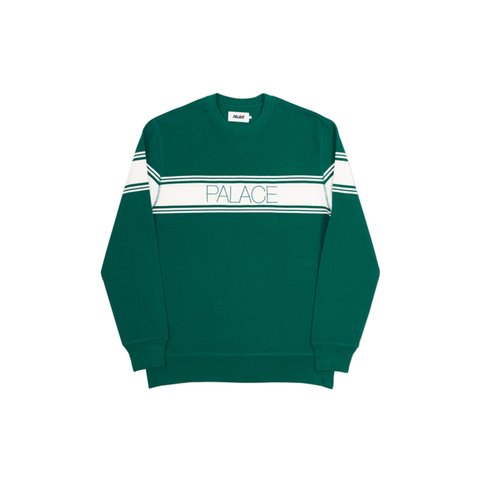 Palace MARINA STRIPE PIQUE CREW WHITE / GREEN - Colorway
