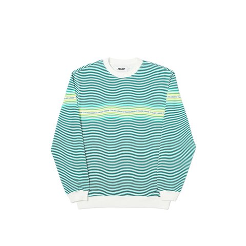 Palace WAVEY STRIPE CREW GREEN - Colorway