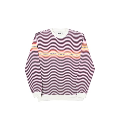 Palace WAVEY STRIPE CREW BURGUNDY - Colorway