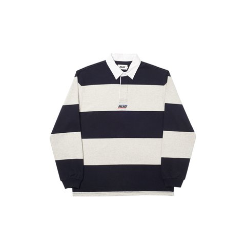 Palace STRIPED RUGBY BLACK / GREY - Colorway